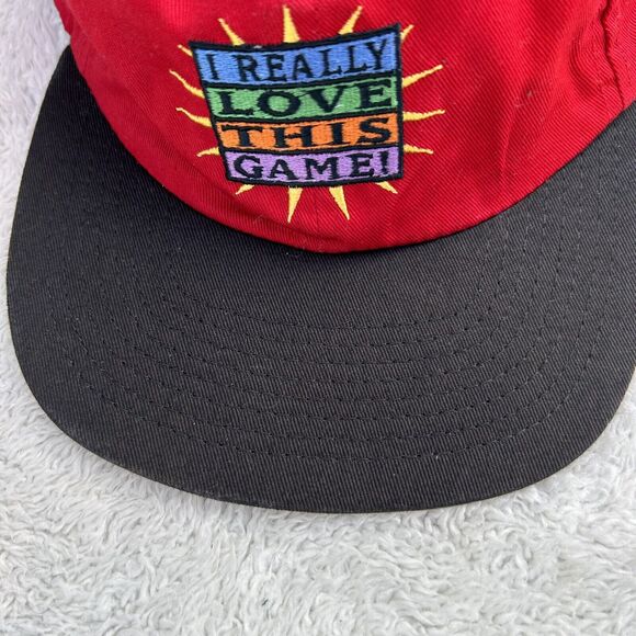 VINTAGE Reversible Sports Hat 90s Cap Stretch Back I Really Hate Love This Game - Picture 3 of 13